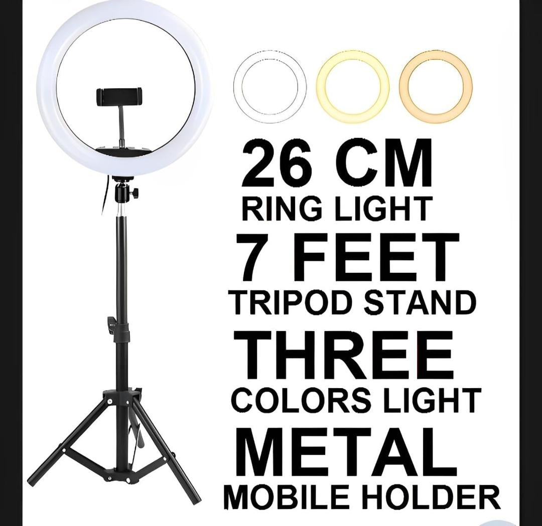 LED Ring Light 26cm Metal Tripod Stand