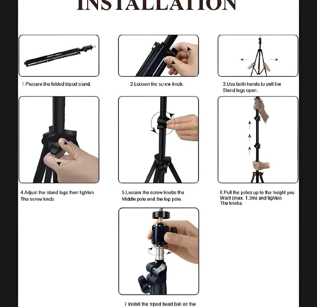 LED Ring Light 26cm Metal Tripod Stand