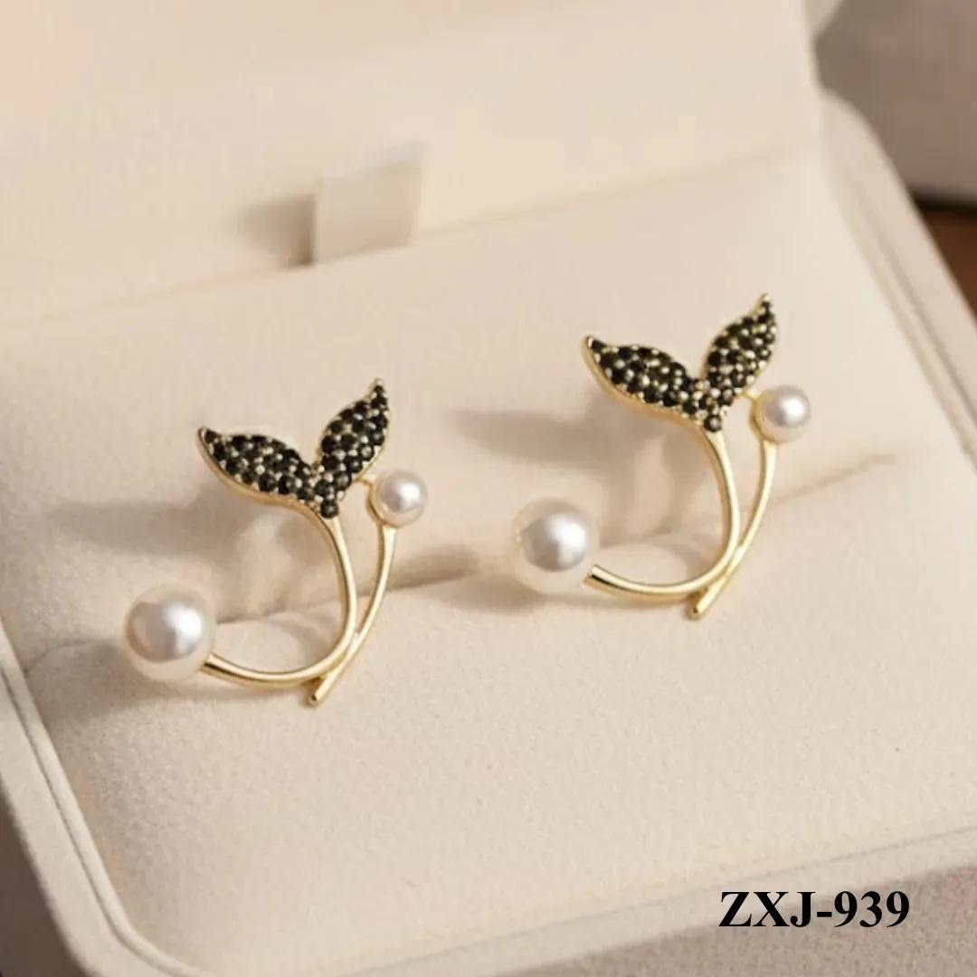 Korean Fish Tail Earrings Gold Plated Lightweight Comfortable