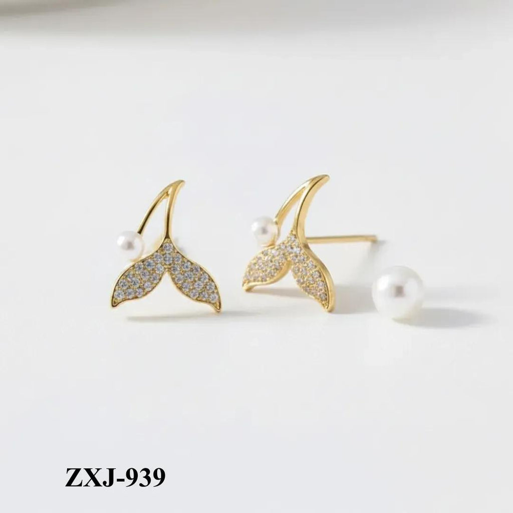 Korean Fish Tail Earrings Gold Plated Lightweight Comfortable