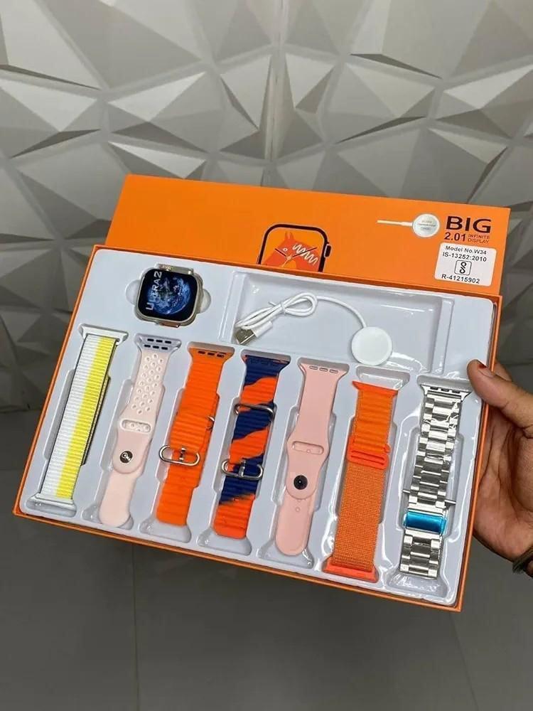 Smartwatch with 6 Straps Multicolor Silicone Metal Pakistan
