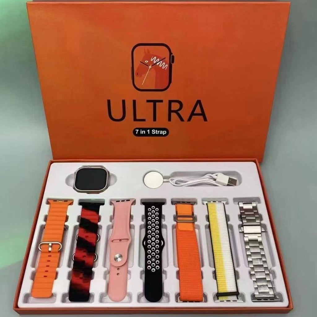 Smartwatch with 6 Straps Multicolor Silicone Metal Pakistan